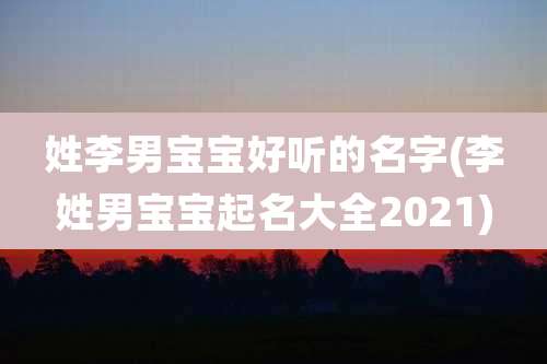 姓李男宝宝好听的名字(李姓男宝宝起名大全2021)