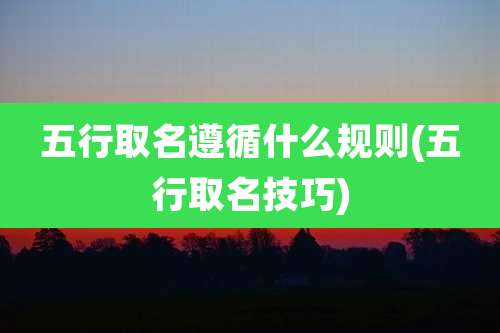 五行取名遵循什么规则(五行取名技巧)