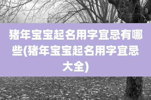 猪年宝宝起名用字宜忌有哪些(猪年宝宝起名用字宜忌大全)
