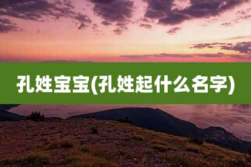 孔姓宝宝(孔姓起什么名字)