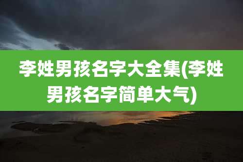 李姓男孩名字大全集(李姓男孩名字简单大气)