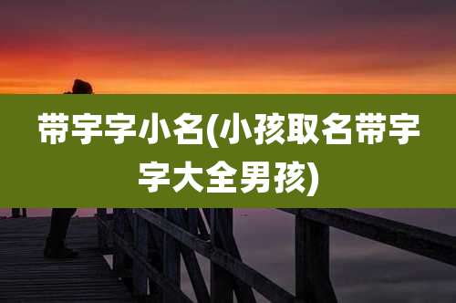 带宇字小名(小孩取名带宇字大全男孩)