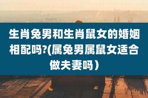 生肖兔男和生肖鼠女的婚姻相配吗?(属兔男属鼠女适合做夫妻吗）