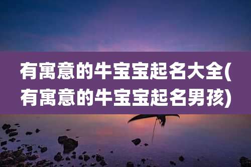 有寓意的牛宝宝起名大全(有寓意的牛宝宝起名男孩)