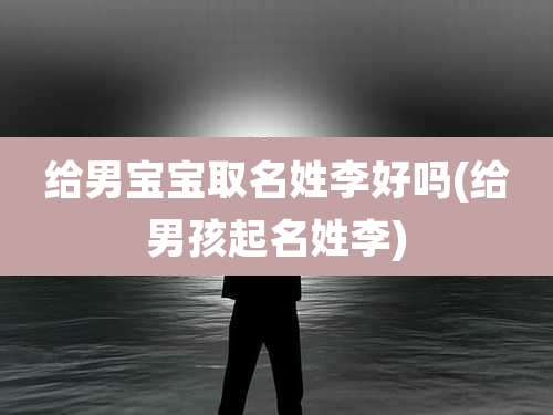 给男宝宝取名姓李好吗(给男孩起名姓李)