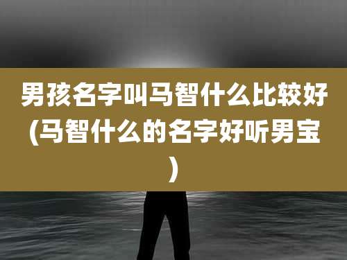男孩名字叫马智什么比较好(马智什么的名字好听男宝)
