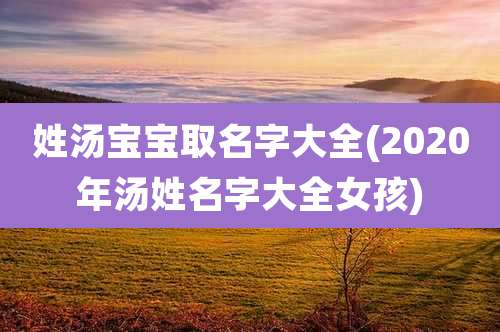 姓汤宝宝取名字大全(2020年汤姓名字大全女孩)
