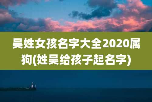 吴姓女孩名字大全2020属狗(姓吴给孩子起名字)