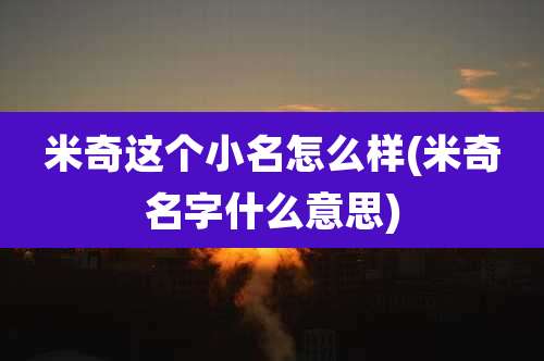 米奇这个小名怎么样(米奇名字什么意思)