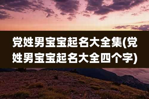 党姓男宝宝起名大全集(党姓男宝宝起名大全四个字)