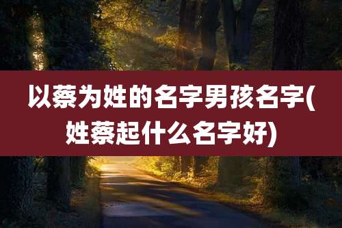 以蔡为姓的名字男孩名字(姓蔡起什么名字好)