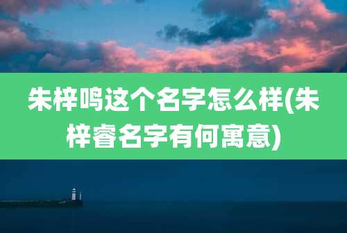 朱梓鸣这个名字怎么样(朱梓睿名字有何寓意)