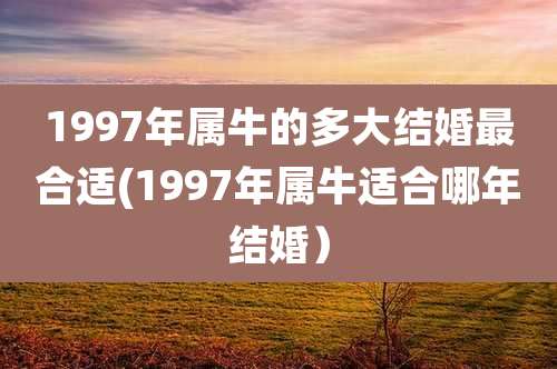 1997年属牛的多大结婚最合适(1997年属牛适合哪年结婚)