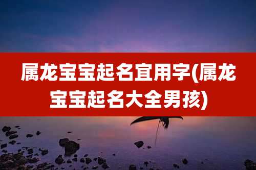 属龙宝宝起名宜用字(属龙宝宝起名大全男孩)