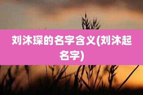 刘沐琛的名字含义(刘沐起名字)