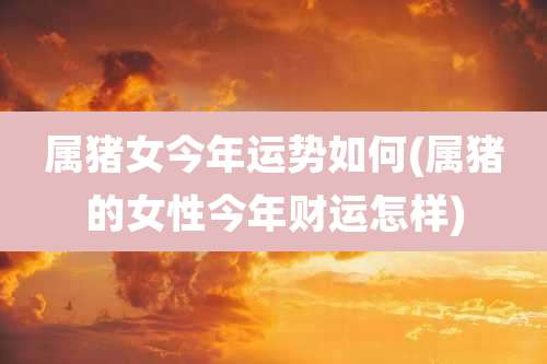 属猪女今年运势如何(属猪的女性今年财运怎样)