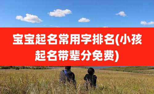 宝宝起名常用字排名(小孩起名带辈分免费)