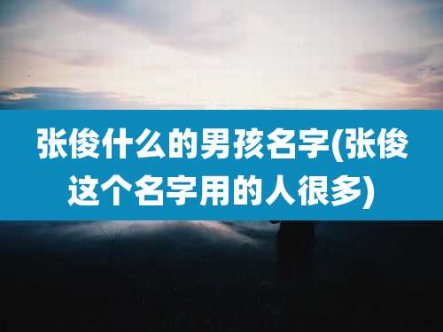 张俊什么的男孩名字(张俊这个名字用的人很多)