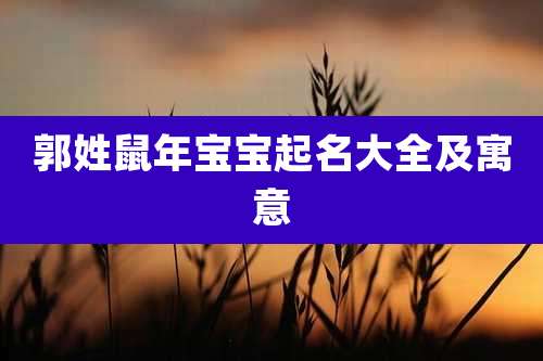 郭姓鼠年宝宝起名大全及寓意