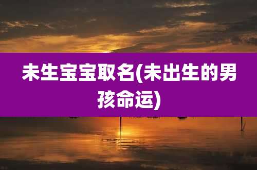 未生宝宝取名(未出生的男孩命运)