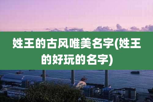 姓王的古风唯美名字(姓王的好玩的名字)