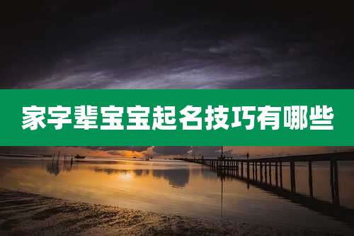家字辈宝宝起名技巧有哪些