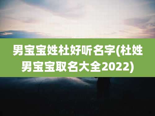 男宝宝姓杜好听名字(杜姓男宝宝取名大全2022)
