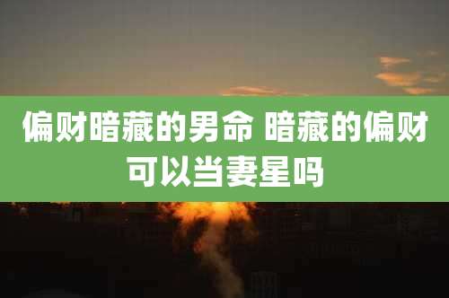 偏财暗藏的男命 暗藏的偏财可以当妻星吗