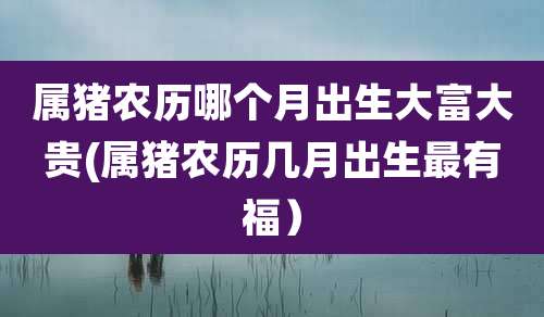 属猪农历哪个月出生大富大贵(属猪农历几月出生最有福）