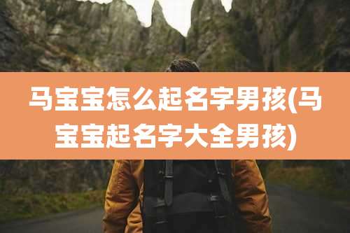 马宝宝怎么起名字男孩(马宝宝起名字大全男孩)