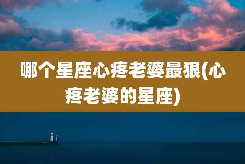 哪个星座心疼老婆最狠(心疼老婆的星座)