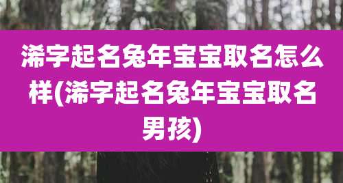 浠字起名兔年宝宝取名怎么样(浠字起名兔年宝宝取名男孩)