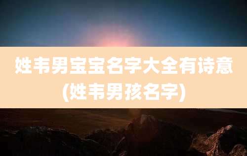 姓韦男宝宝名字大全有诗意(姓韦男孩名字)