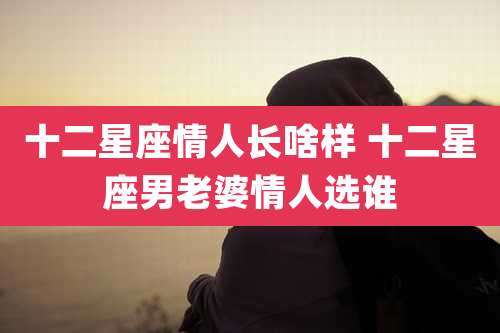 十二星座情人长啥样 十二星座男老婆情人选谁