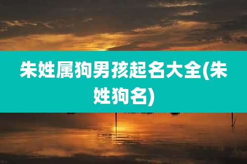 朱姓属狗男孩起名大全(朱姓狗名)