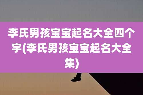 李氏男孩宝宝起名大全四个字(李氏男孩宝宝起名大全集)