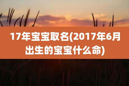 17年宝宝取名(2017年6月出生的宝宝什么命)