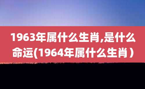 1963年属什么生肖,是什么命运(1964年属什么生肖）
