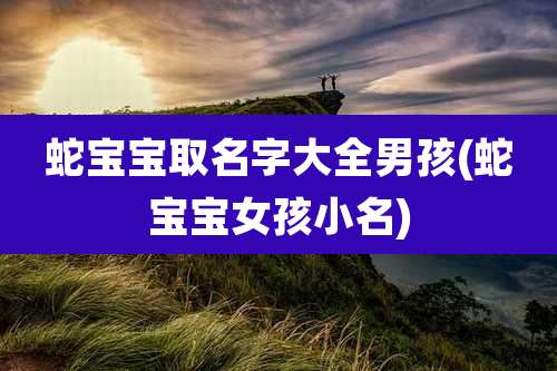 蛇宝宝取名字大全男孩(蛇宝宝女孩小名)