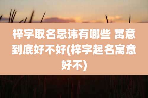 梓字取名忌讳有哪些 寓意到底好不好(梓字起名寓意好不)