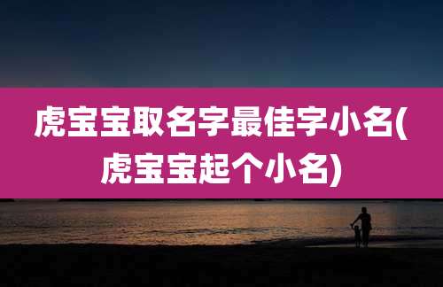 虎宝宝取名字最佳字小名(虎宝宝起个小名)