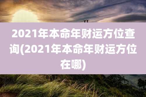 2021年本命年财运方位查询(2021年本命年财运方位在哪)