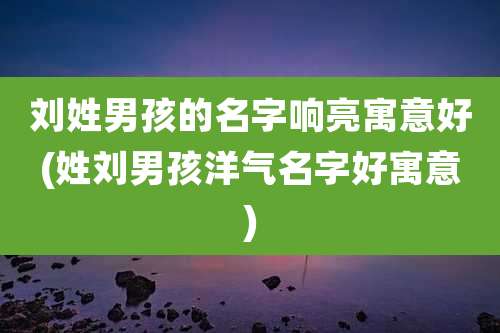 刘姓男孩的名字响亮寓意好(姓刘男孩洋气名字好寓意)