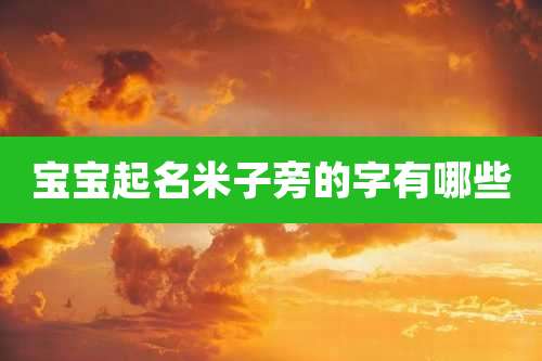 宝宝起名米子旁的字有哪些