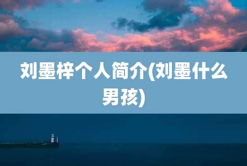 刘墨梓个人简介(刘墨什么男孩)