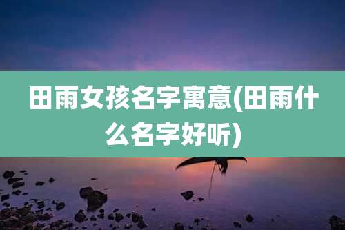 田雨女孩名字寓意(田雨什么名字好听)