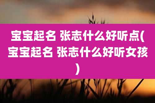 宝宝起名 张志什么好听点(宝宝起名 张志什么好听女孩)