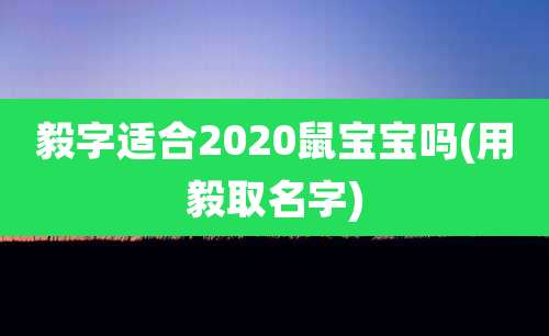 毅字适合2020鼠宝宝吗(用毅取名字)