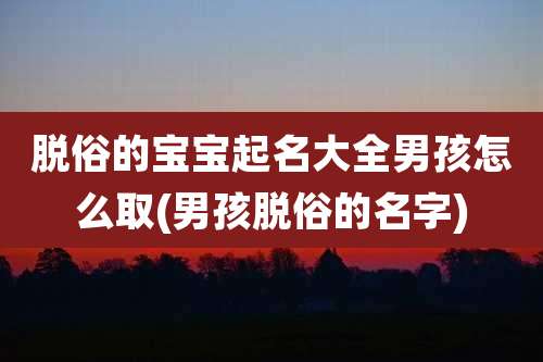 脱俗的宝宝起名大全男孩怎么取(男孩脱俗的名字)