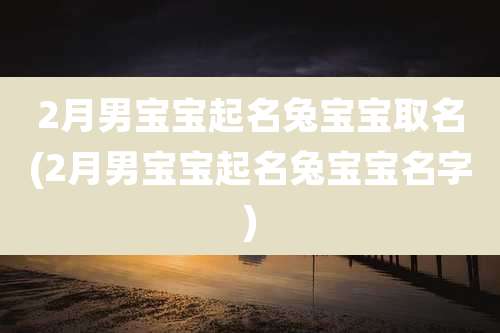 2月男宝宝起名兔宝宝取名(2月男宝宝起名兔宝宝名字)